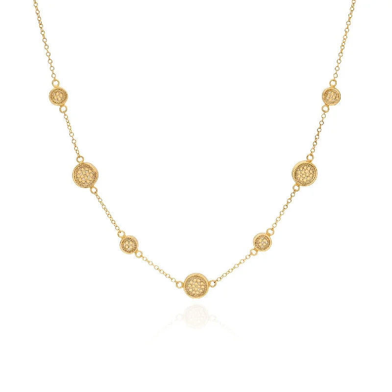 Polished stone necklace-Anna Beck Classic Gold Station Necklace