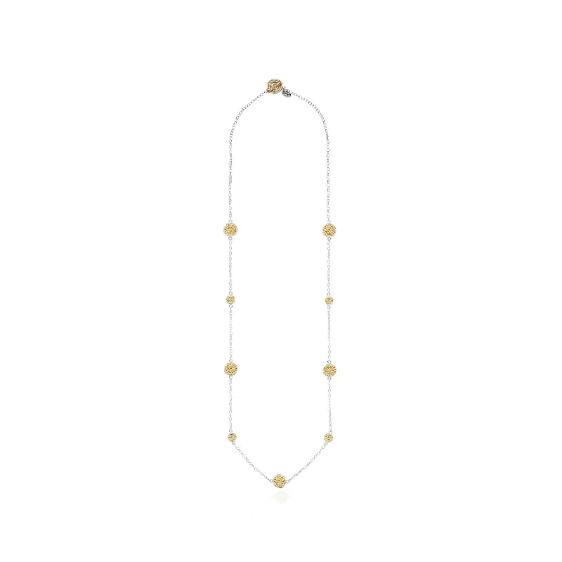 Anna Beck Gold and Silver Long Multi-Disc Station Necklace