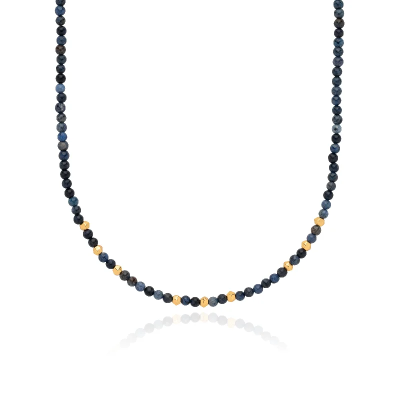 Delicate filigree necklace-Anna Beck Gold Dumortierite Beaded Necklace