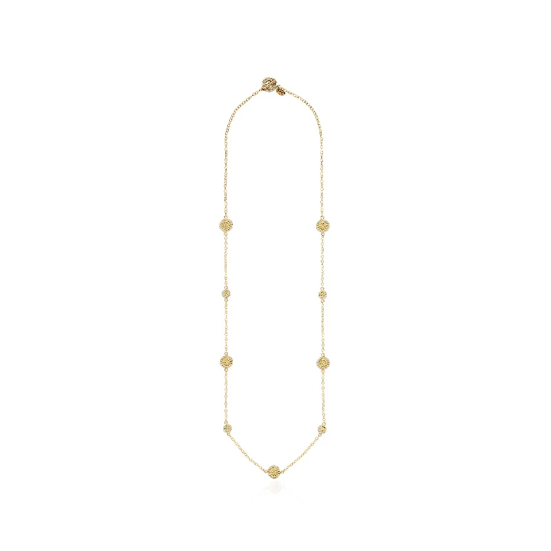 Braided chain necklace-Anna Beck Long Gold Station Necklace