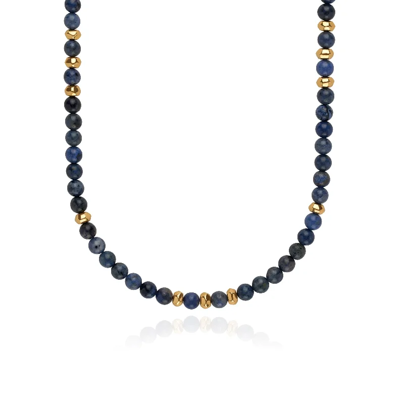 Dotted chain necklace-Anna Beck Long Medium Dumortierite Beaded Necklace