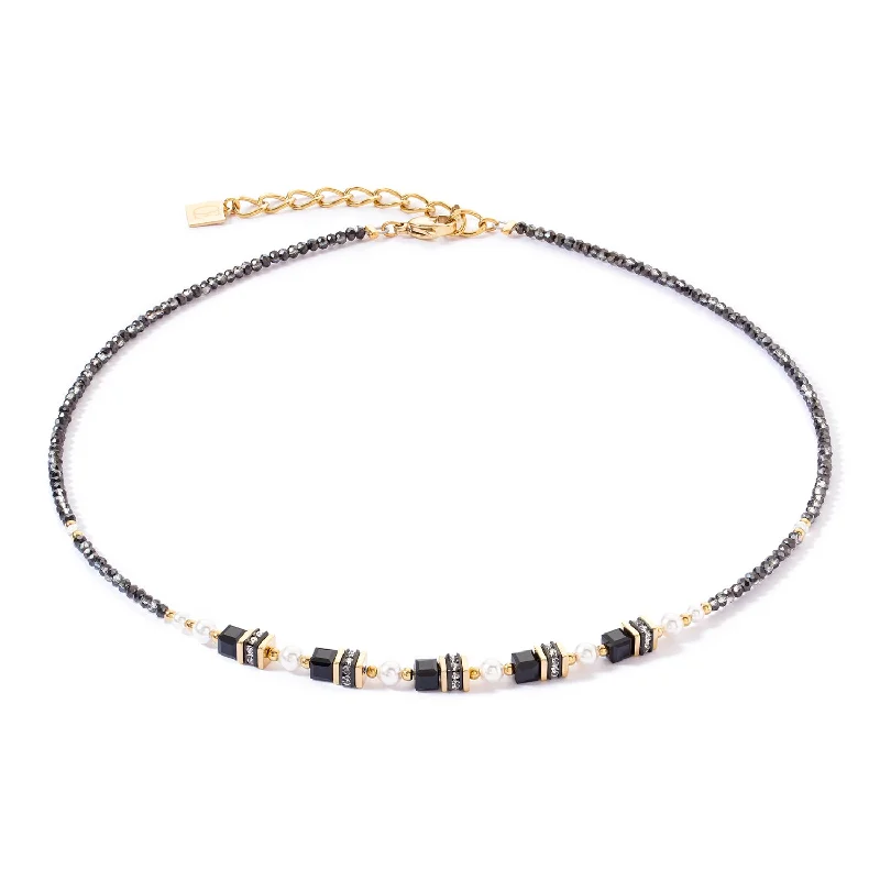 Coeur De Lion Sparkling Princess Gold Black Necklace