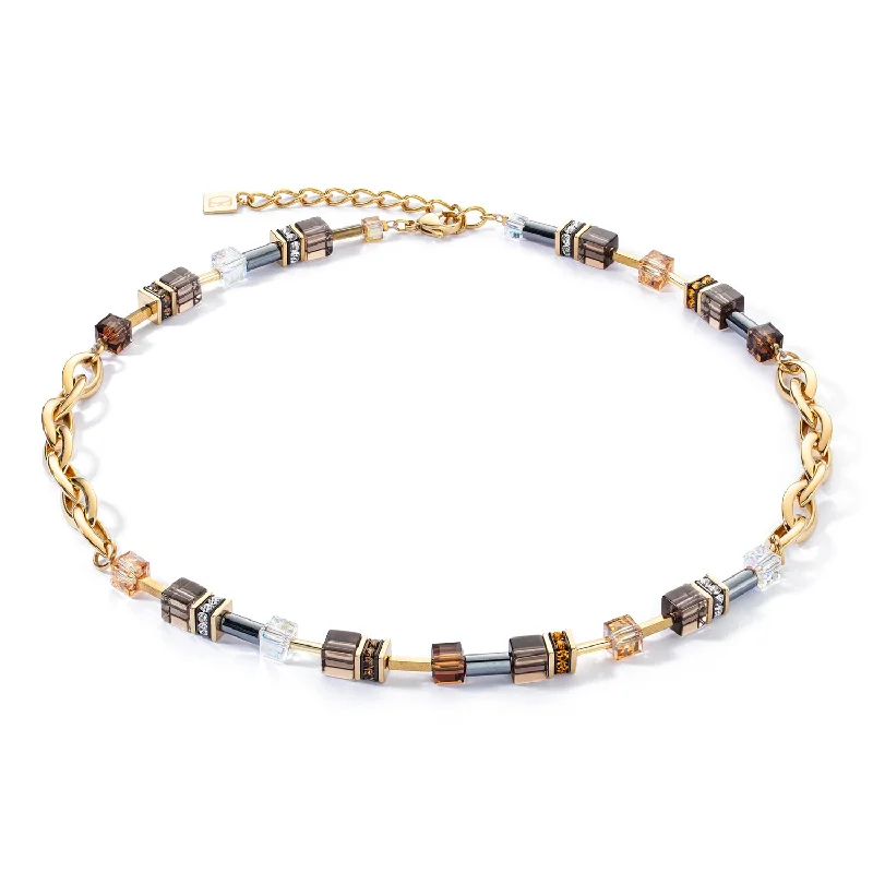 Coeur De Lion GeoCUBE® Chunky Chain Gold-Brown Necklace