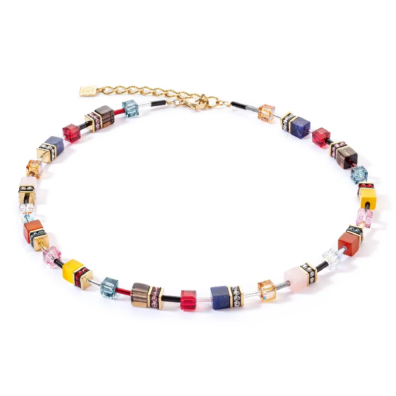 Curved gem necklace-Coeur De Lion GeoCUBE® Iconic Precious Multicolour Necklace