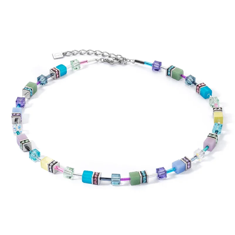 Rough diamond necklace-Coeur De Lion GeoCUBE® Iconic Silver Pastels Necklace