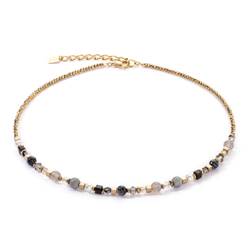 Coeur De Lion Festive Spheres Grey Gold Necklace