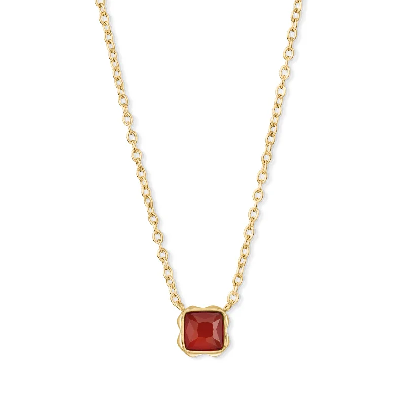 Striped chain necklace-Coeur De Lion January Birthstone Gold Red Agate Necklace