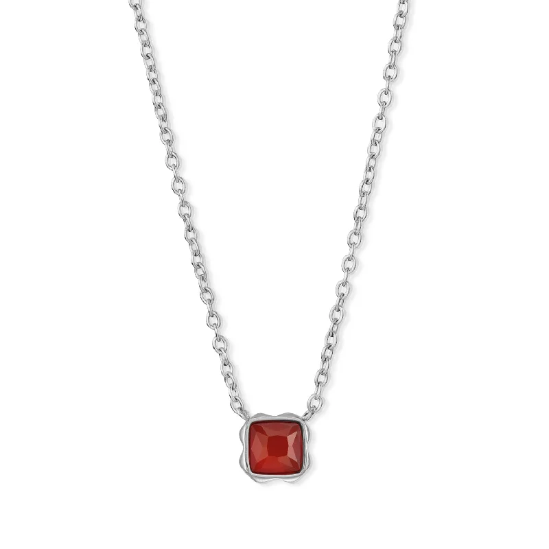 Braided chain necklace-Coeur De Lion January Birthstone Red Agate Necklace