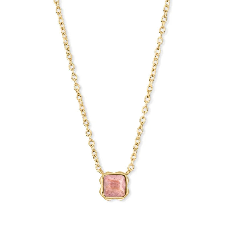 Coeur De Lion July Birthstone Gold Rhodochrosite Necklace