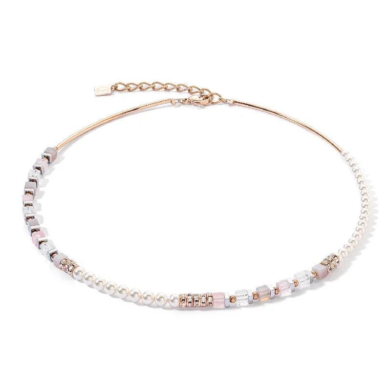 Domed gem necklace-Coeur De Lion Precious Fusion Rose Gold Ice Pink Necklace