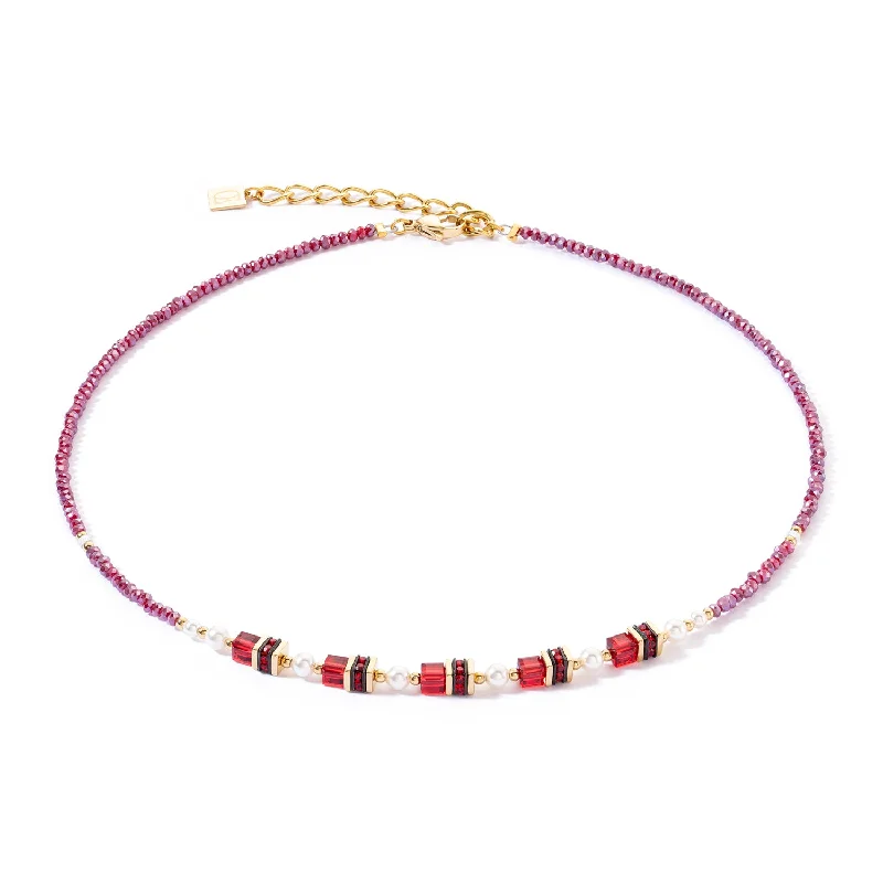 Coeur De Lion Sparkling Princess Gold Red Necklace