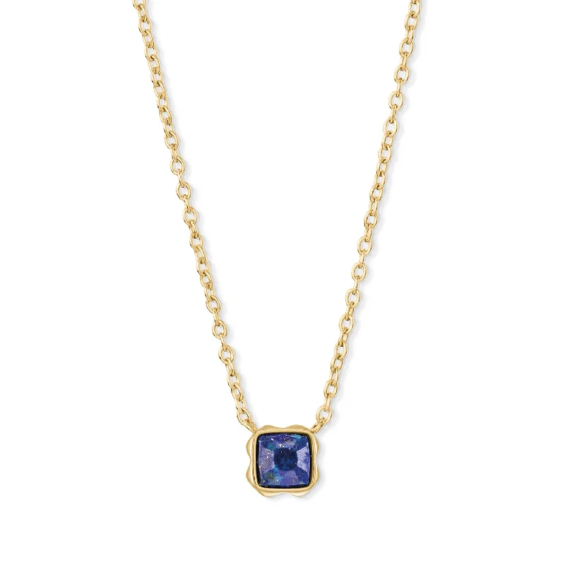 Etched design necklace-Coeur De Lion September Birthstone Gold Lapis Lazuli Necklace