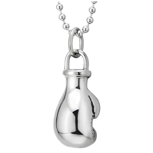 Sun motif necklace-COOLSTEELANDBEYOND Stainless Steel Mens Boxing Glove Pendant Necklace with 24 inches Steel Ball Chain