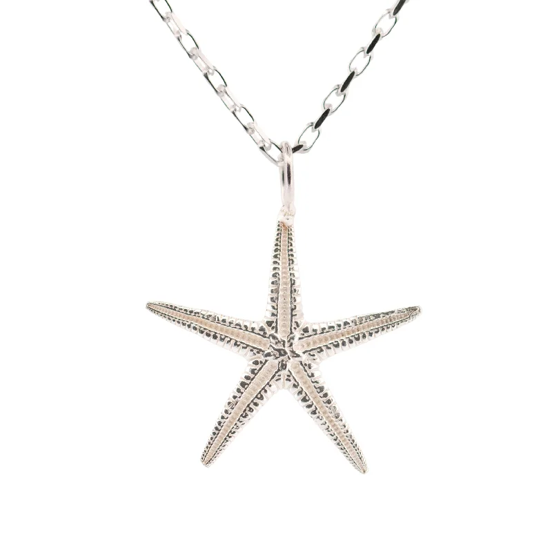 Sunken stone necklace-Dainty London Maxi Silver Starfish Necklace