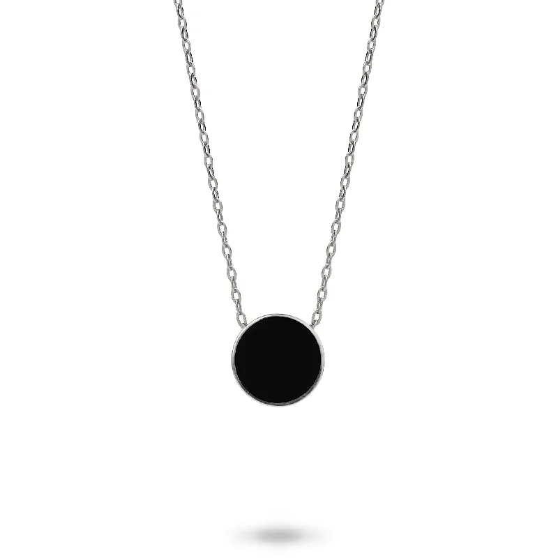 Swirled design necklace-16-18" Adjustable Eclipse Flipside Black Coral & Mother of Pearl Necklace in White Gold - 9mm