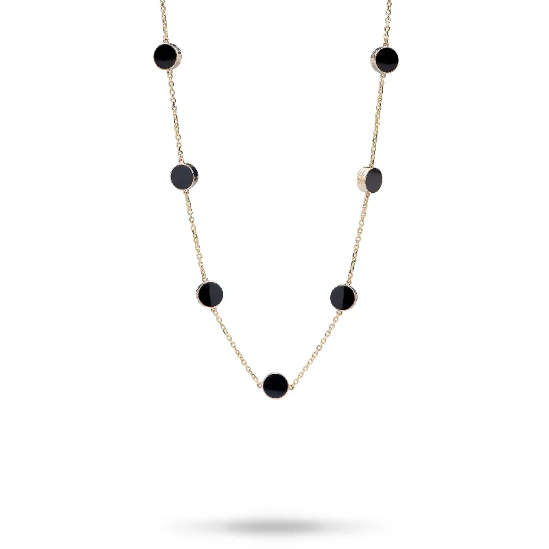 18-20" Adjustable Eclipse Black Coral Necklace in Gold