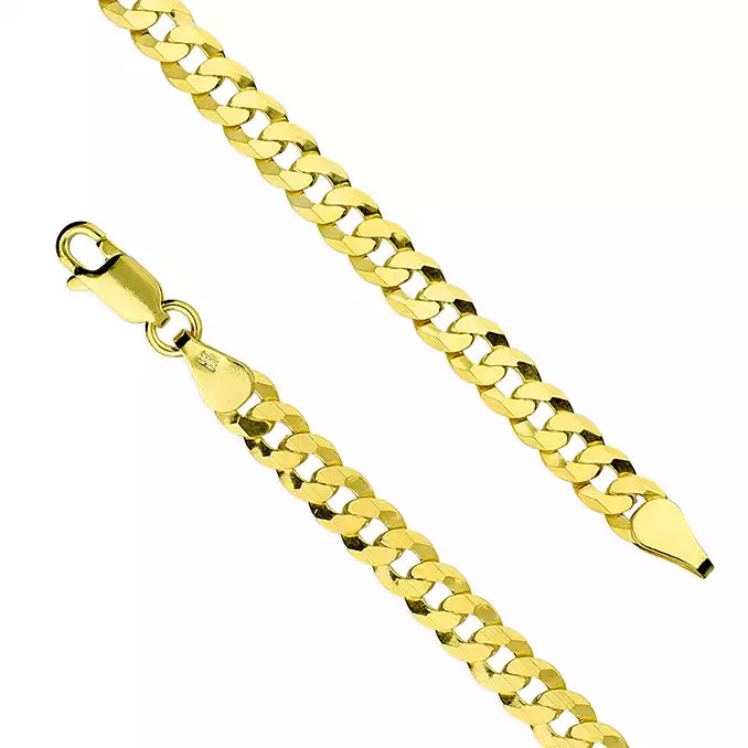 Gold Plated Sterling Silver Flat Curb Necklace