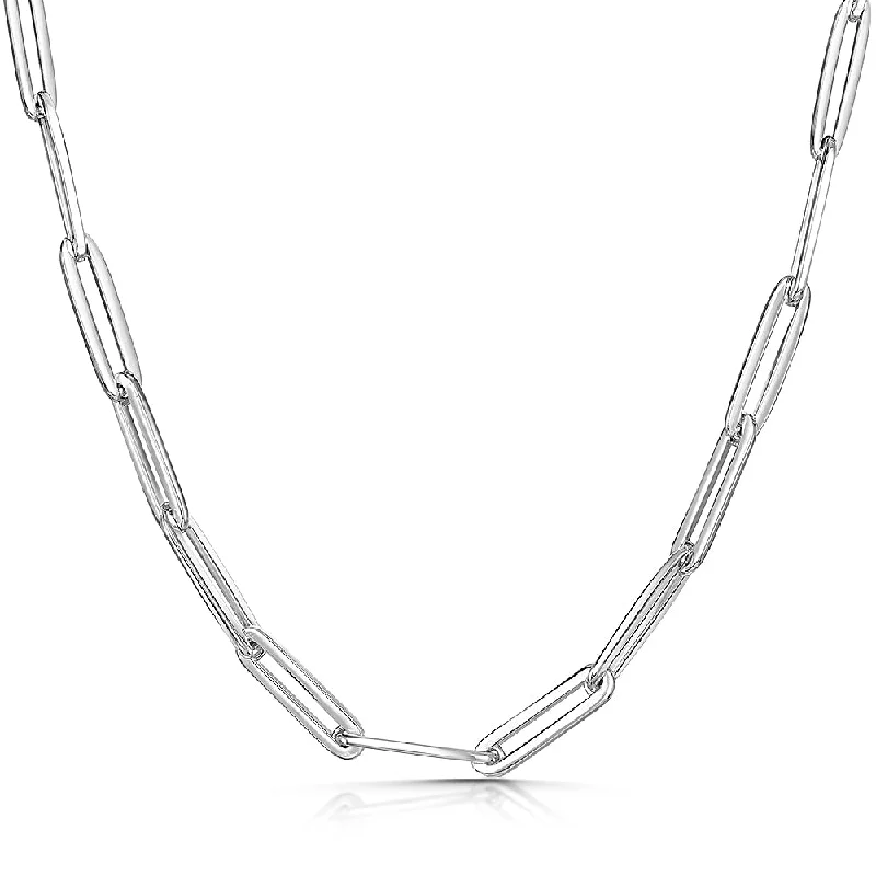 Convex necklace-Jools Sterling Silver Paperlink Full Necklace