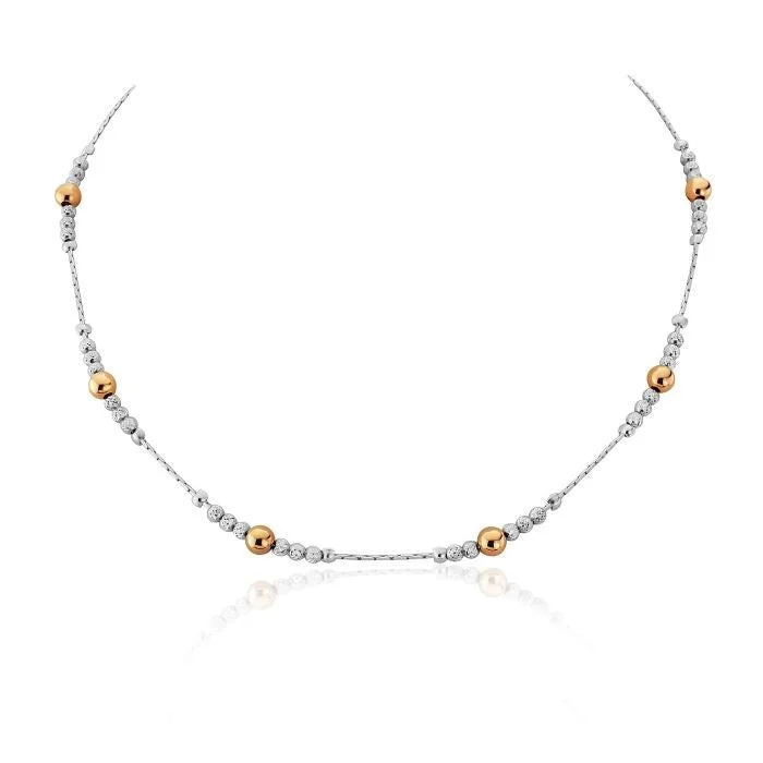 Floating diamond necklace-Lavan Rose Gold and Silver Long Necklace