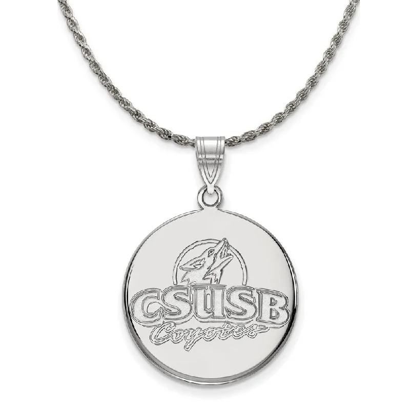 Rustic chain necklace-Sterling Silver Cal State San Bernardino Large Disc Necklace