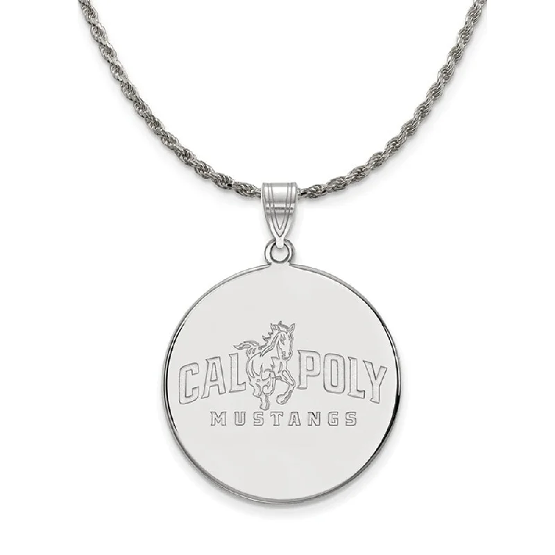 Sterling Silver California Polytech State XL Disc Necklace