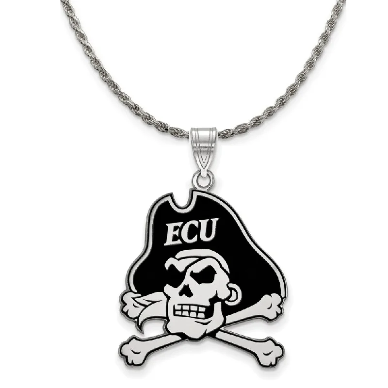 Sterling Silver East Carolina U XL Enamel Pendant Necklace