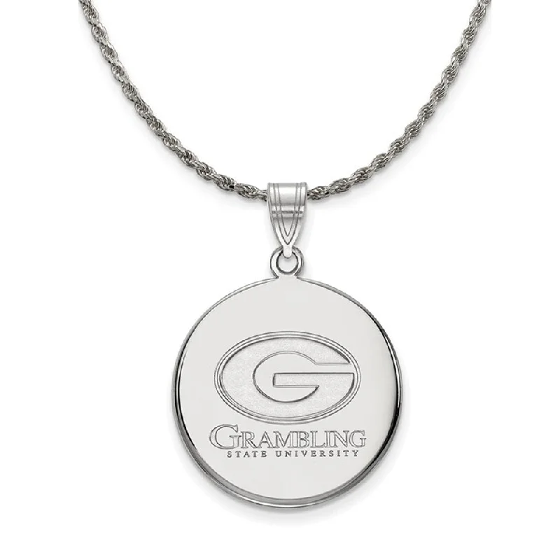 Sterling Silver Grambling State Large Disc Pendant Necklace