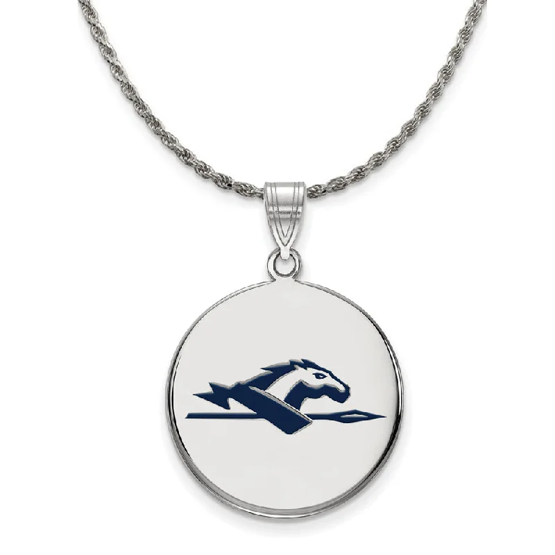 Sterling Silver Longwood U Large Enamel Logo Disc Necklace