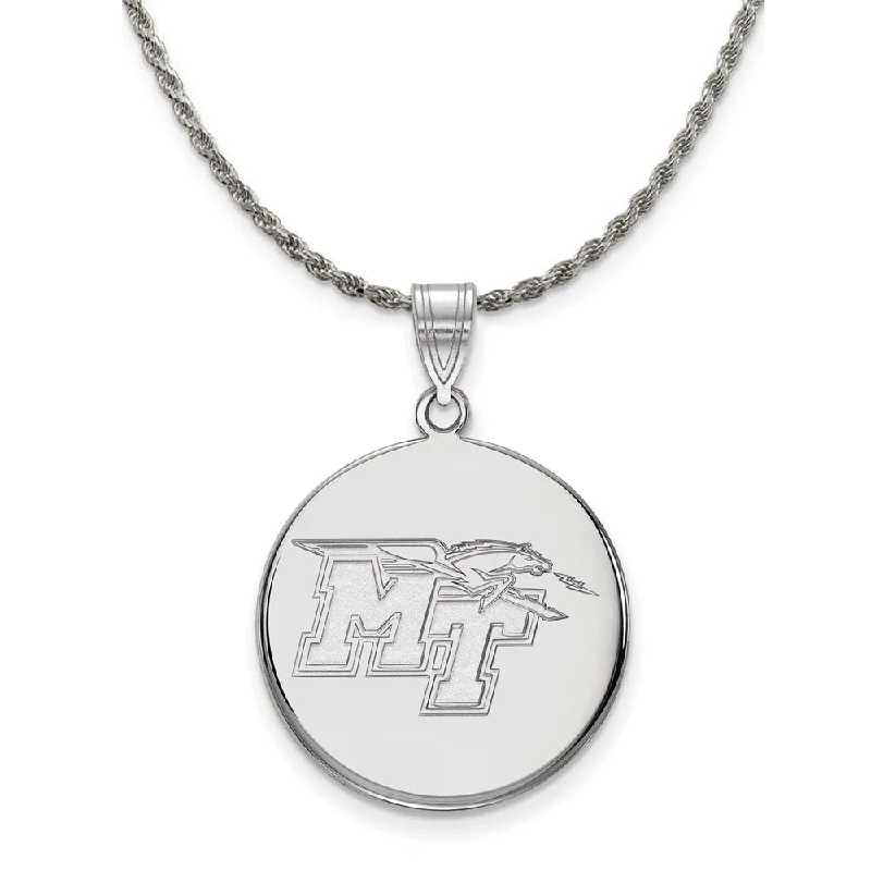 Infinity chain necklace-Sterling Silver Middle Tennessee State Large Disc Necklace