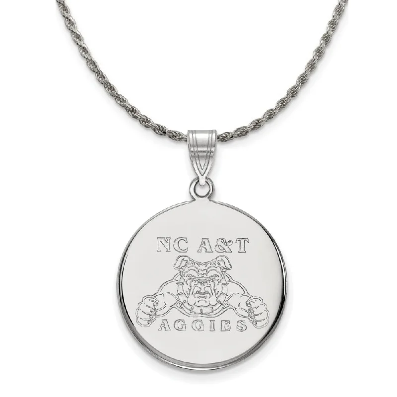 Asscher pendant necklace-Sterling Silver North Carolina A&T Large Disc Pendant Necklace