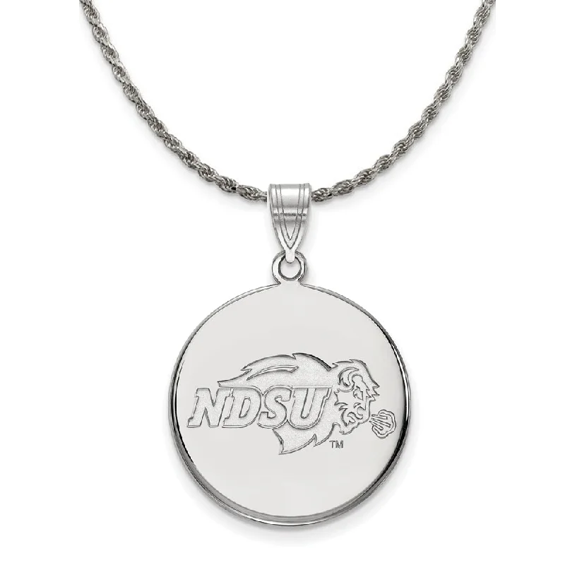 Wave-pattern necklace-Sterling Silver North Dakota State Large Disc Pendant Necklace