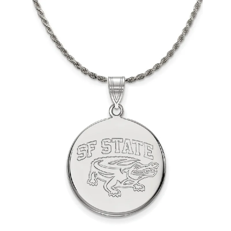 Five-stone necklace-Sterling Silver San Francisco State Large Disc Necklace