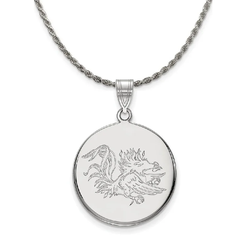 Sterling Silver South Carolina Large Disc Pendant Necklace