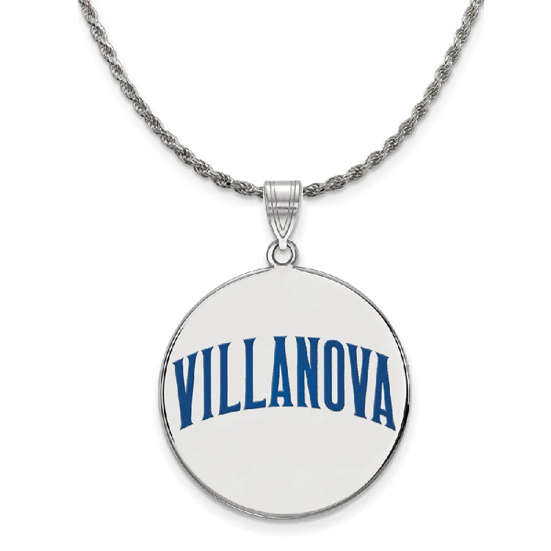 Textured edge necklace-Sterling Silver Villanova U. XL Enamel Disc Pendant Necklace