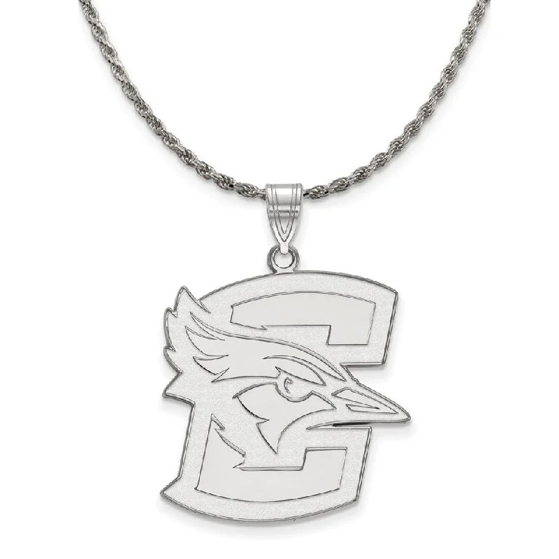 Hinged design necklace-Sterling Silver Creighton U XL Pendant Necklace