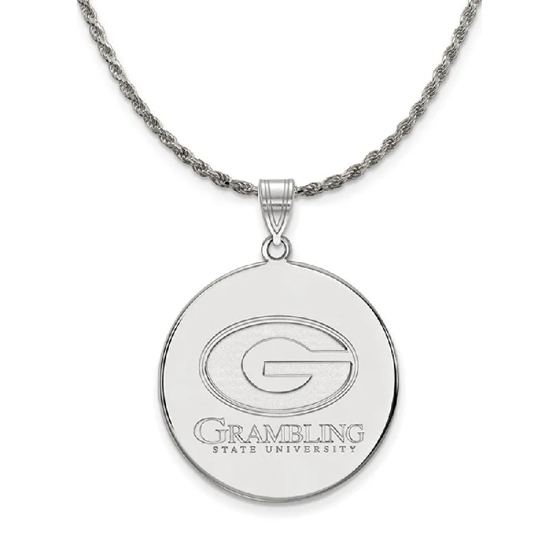 Sterling Silver Grambling State XL Disc Pendant Necklace