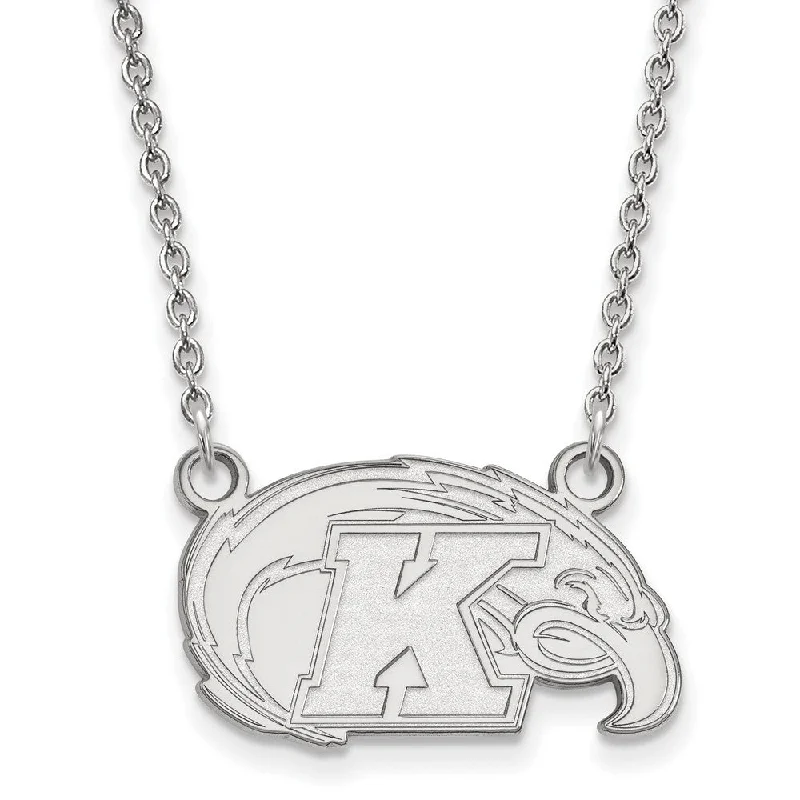 Luxe morganite necklace-Sterling Silver Kent State Small Logo Pendant Necklace