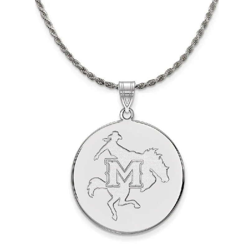 Split-chain necklace-Sterling Silver McNeese State XL Disc Pendant Necklace