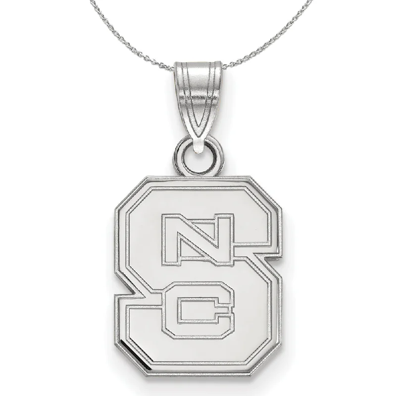 Delicate filigree necklace-Sterling Silver North Carolina Small 'NCS' Pendant Necklace