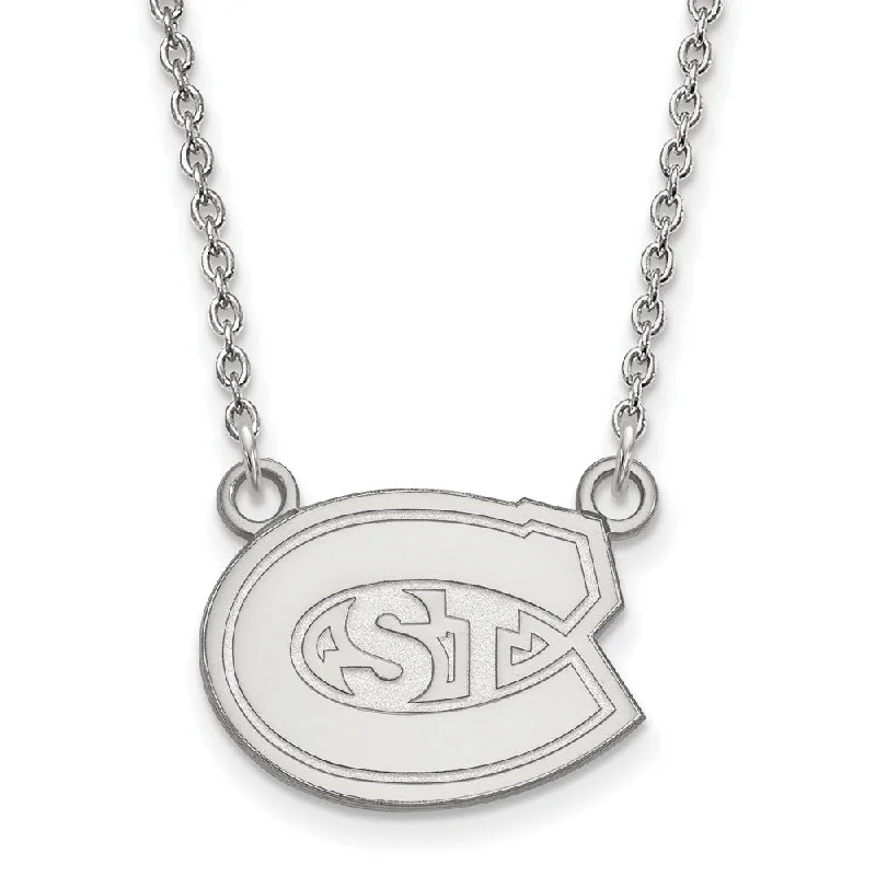 Organic gem necklace-Sterling Silver St. Cloud State Small Logo Pendant Necklace