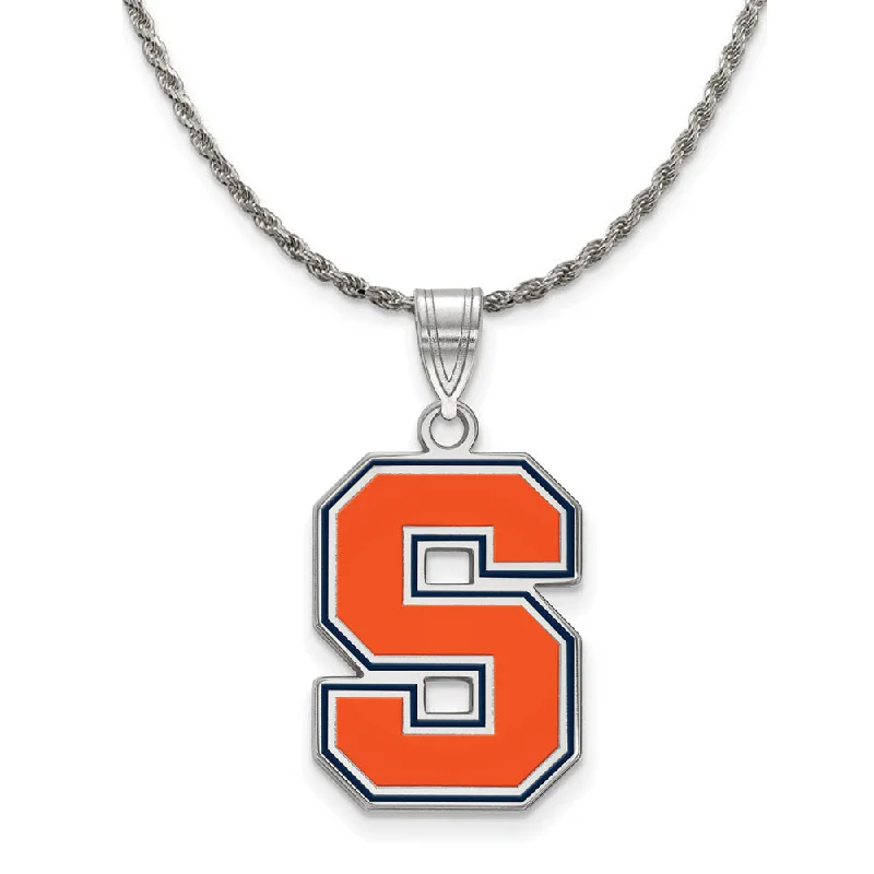 Sterling Silver Syracuse U. Large Enamel Pendant Necklace