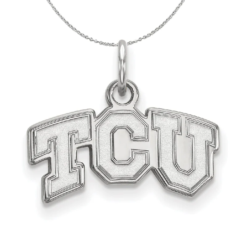 Organic shape necklace-Sterling Silver Texas Christian U. XS (Tiny) 'TCU' Pendant Necklace