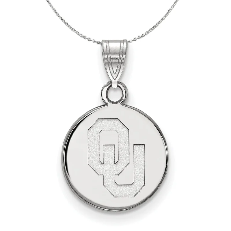 Sterling Silver U of Oklahoma Small Disc Necklace