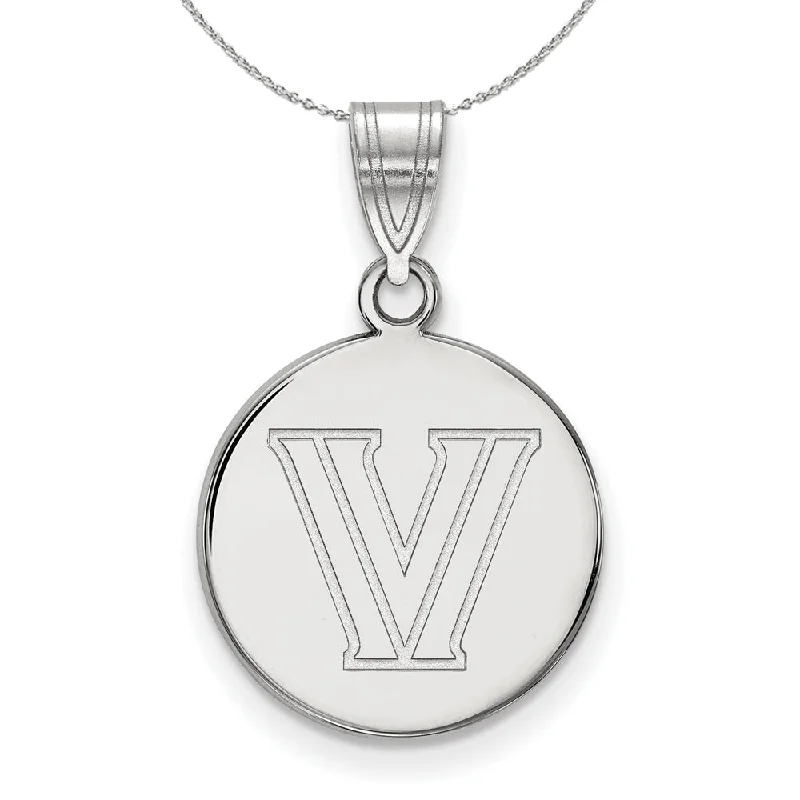 Hexagonal pendant necklace-Sterling Silver Villanova U Medium Disc Pendant Necklace