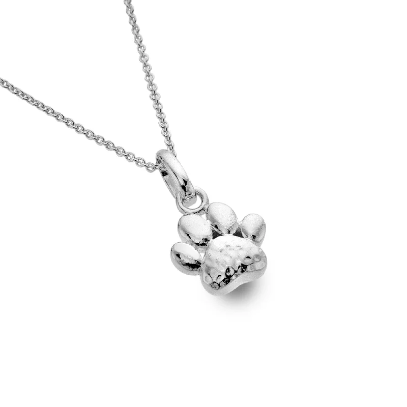 Sea Gems Sterling Silver Dog Paw Pendant Necklace