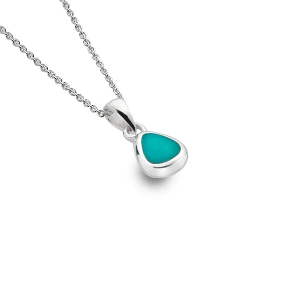 Sea Gems Silver Turquoise Teardrop Pendant Necklace