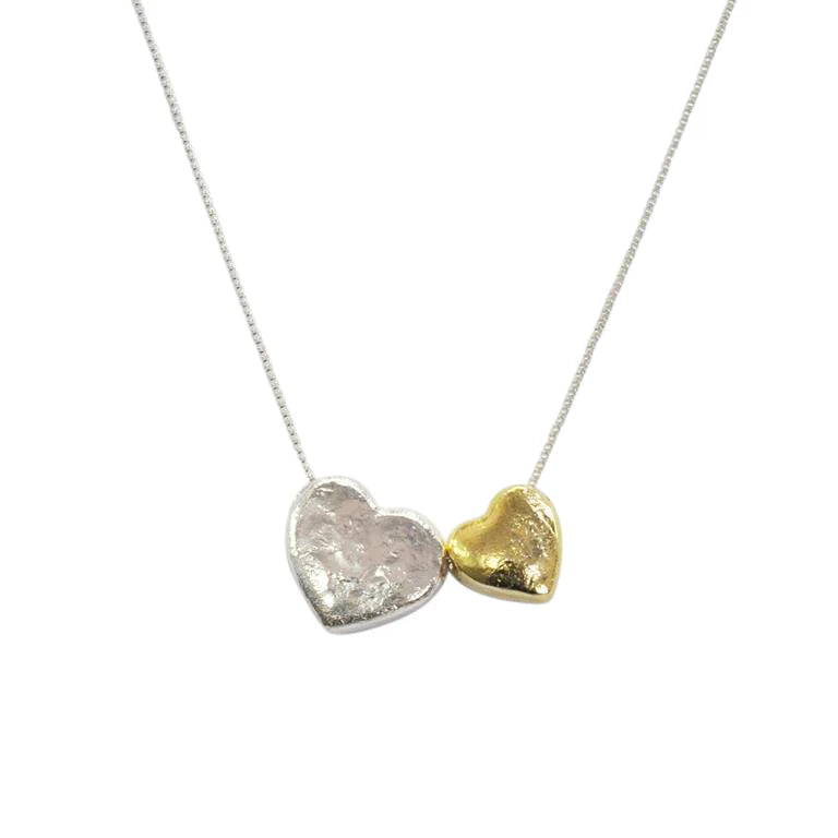 Lightweight silver necklace-Silver Gold Heart Pendant Necklace