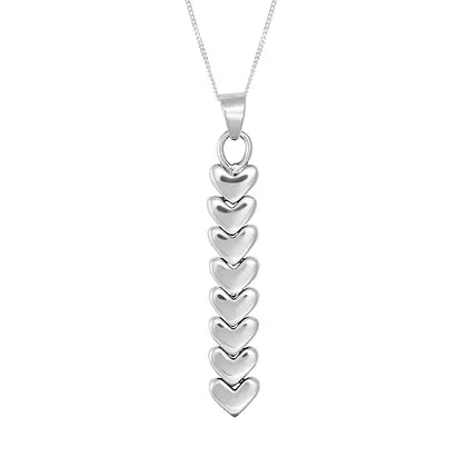 Silver Stacked Hearts Necklace