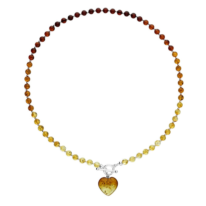 Platinum pendant necklace-Sterling Silver Amber Charm Necklace