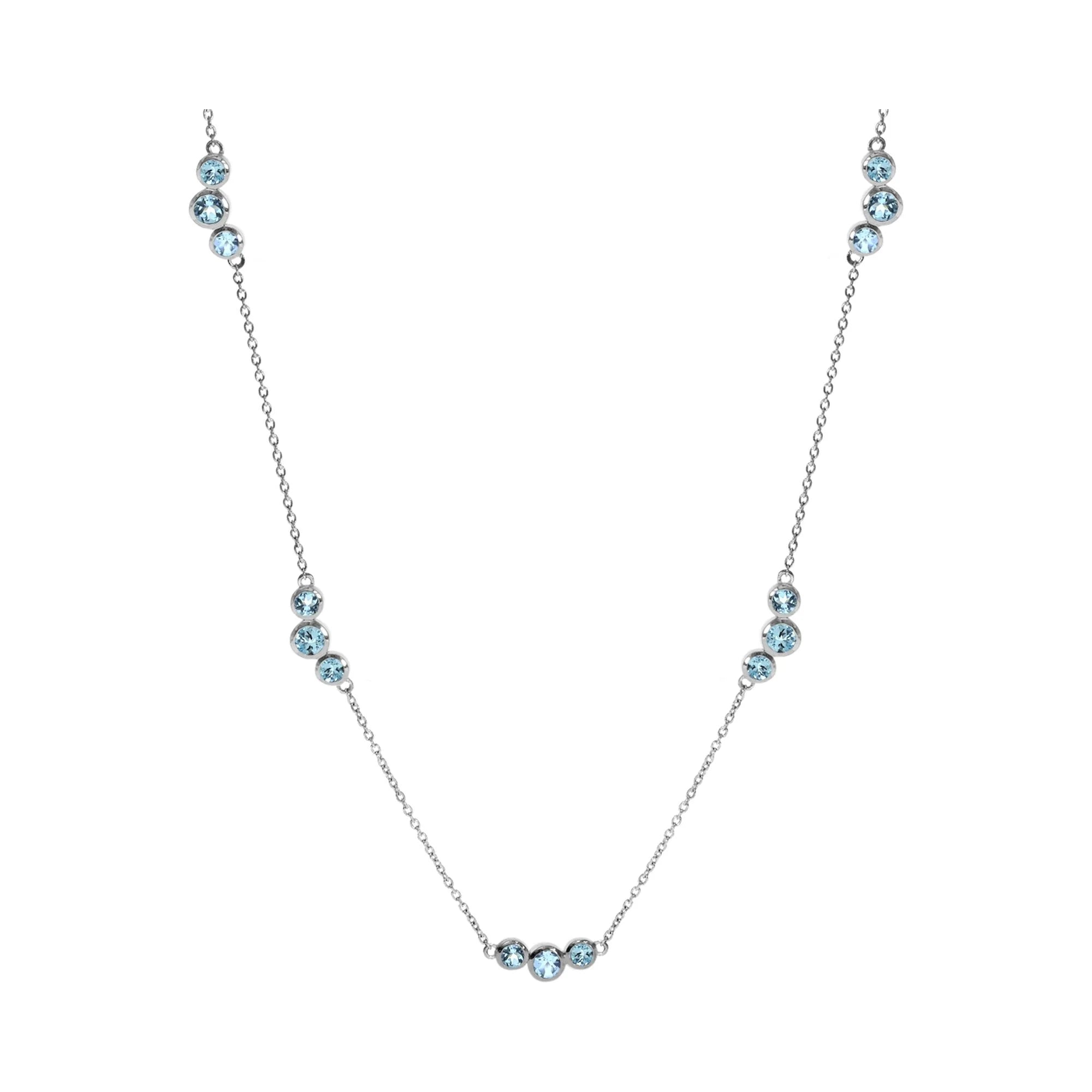 Sterling Silver Blue Topaz Cluster Necklace